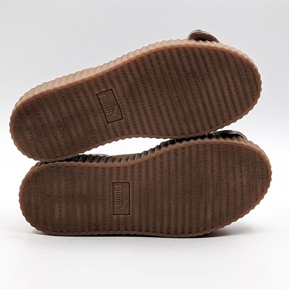 Puma Fenty X Rihanna Women Creeper Bow Cream Leather Platform Sandals size 6.5 - Picture 3 of 11